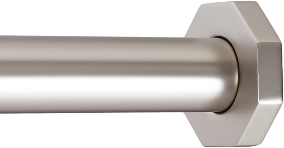 Ivilon Tension Curtain Rod - Hexagonal Spring Tension Rod for Windows or Shower, 24 to 36 Inch, Satin Nickel