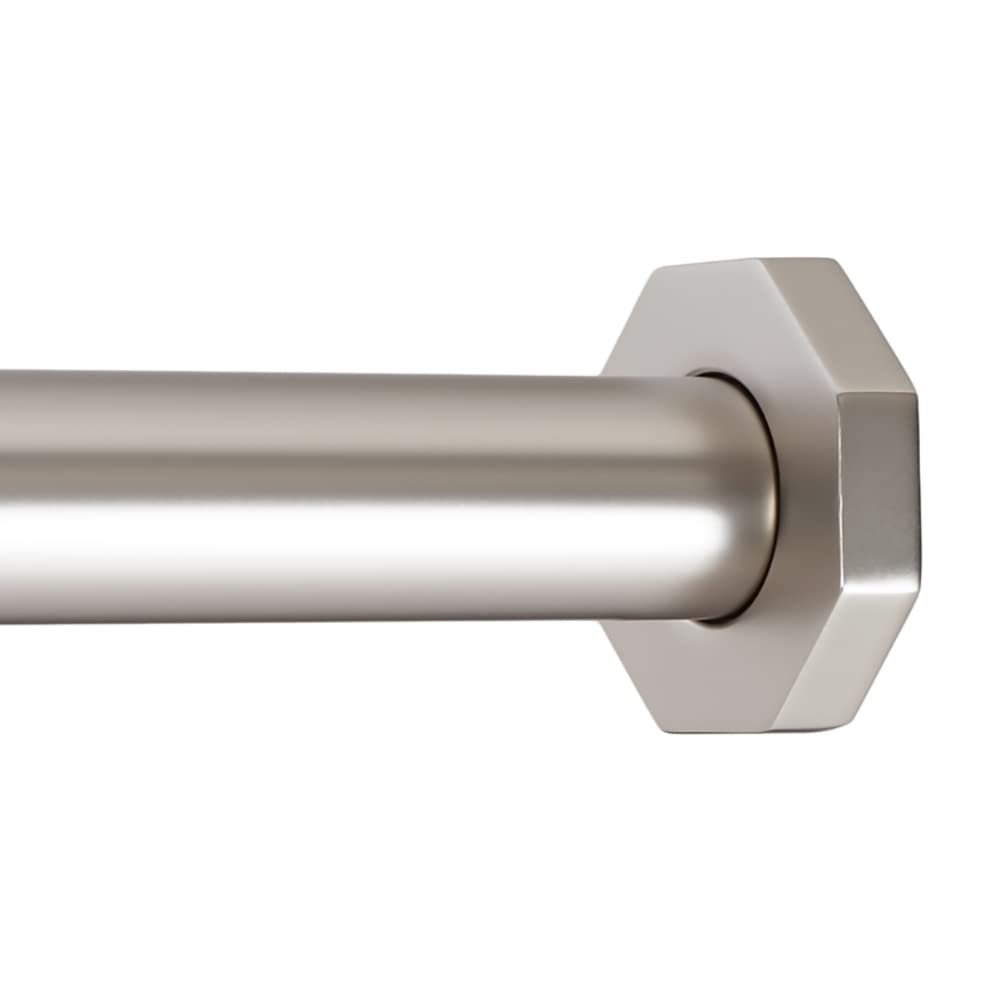 Ivilon Tension Curtain Rod - Hexagonal Spring Tension Rod for Windows or Shower, 24 to 36 Inch, Satin Nickel