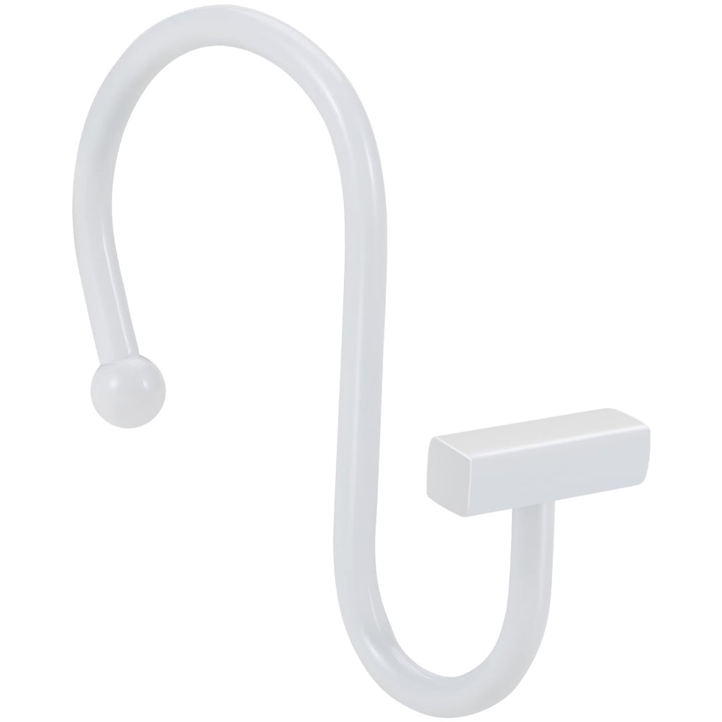 Chrome Shower Curtain Hooks, Polished Silver Shower Curtain Rings for Bathroom, CHICTIE Modern Rustproof Metal Decorative Shower Hooks Hangers for Shower Curtain Rod, Square T Bar Shape Set of 12