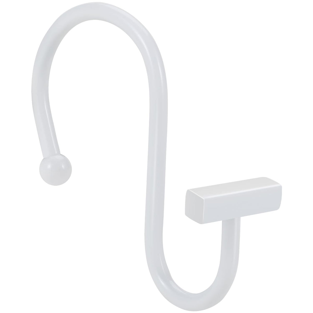 Chrome Shower Curtain Hooks, Polished Silver Shower Curtain Rings for Bathroom, CHICTIE Modern Rustproof Metal Decorative Shower Hooks Hangers for Shower Curtain Rod, Square T Bar Shape Set of 12