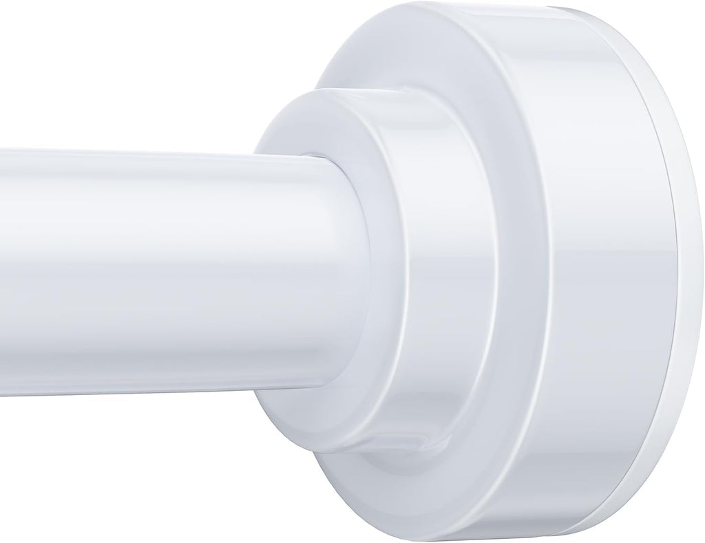 TEECK Shower Curtain Rod, 32-68 inch Adjustable Spring Tension Curtain Rod, Never Rust Anti-Slip Shower Curtain Rod for Bathroom, No Drilling, Never Collapse, Easy to Use, White