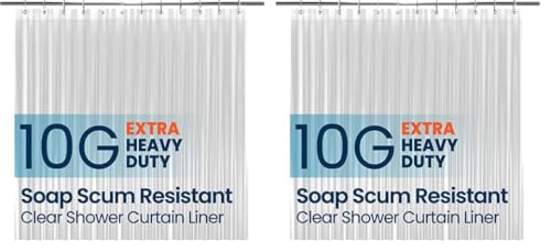 LiBa Shower Curtain PEVA 8G, 72x72 Inch Clear Pebbles with Magnets