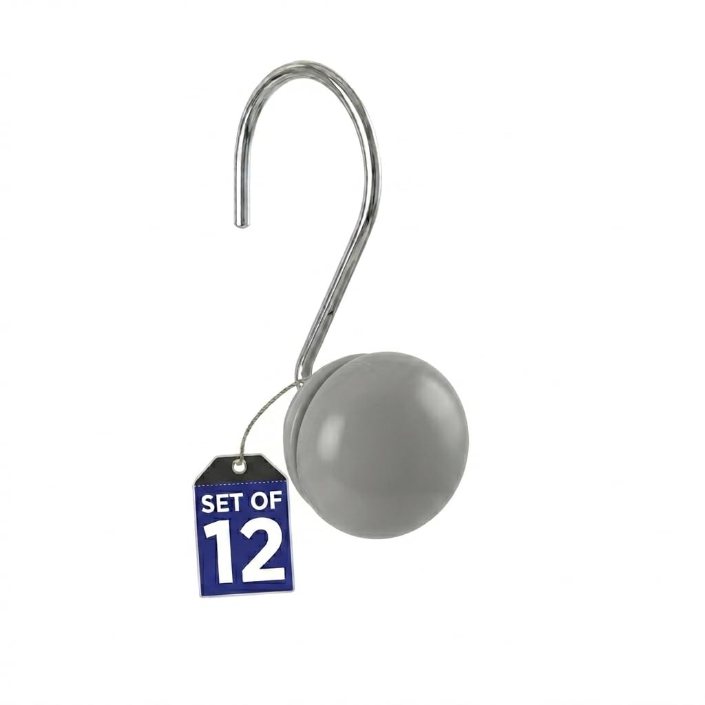 Creative Scents White Shower Curtain Hooks Decorative | Set of 12