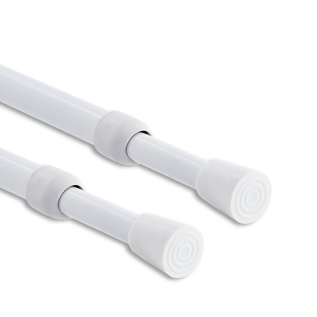 2PCS Shower Curtain Rod No Drilling, Spring Tension Rod, 27-47 Inch, 1/2 Inch Diameter, Rubber Cap on Either End, White