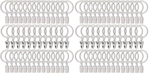 40 Pack Curtain Rings with Clips, Drapery Clips with Rings, Drapes Rings 1.26 in Interior Diameter, Fits up to 1 in Curtain Rod, Black
