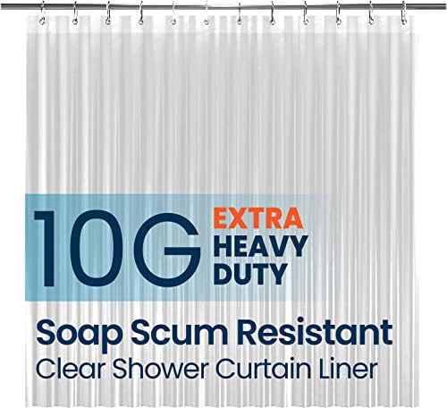LiBa Shower Curtain PEVA 8G, 72x72 Inch Clear Pebbles with Magnets