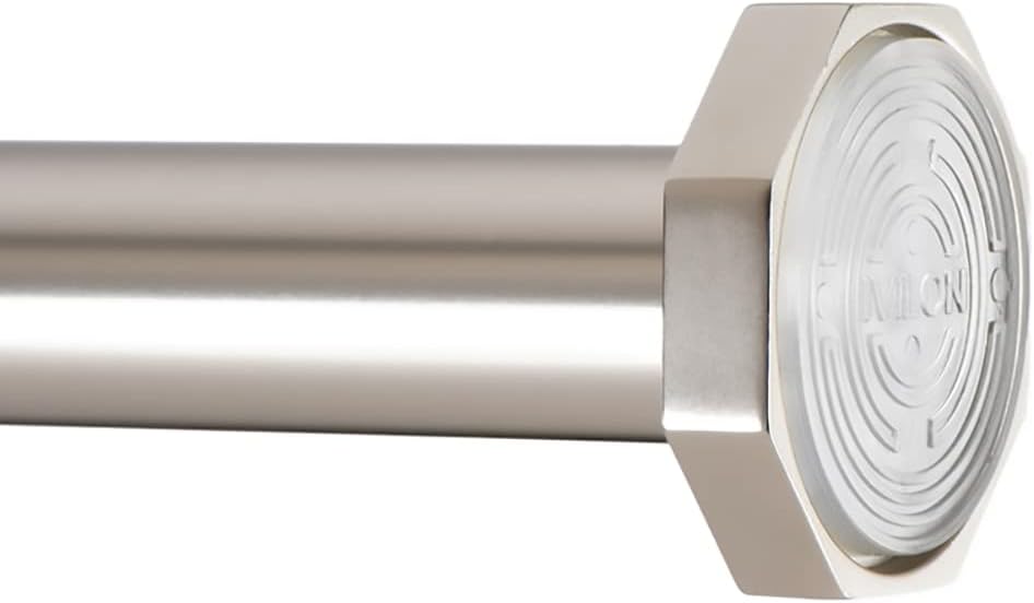 Ivilon Tension Curtain Rod - Hexagonal Spring Tension Rod for Windows or Shower, 24 to 36 Inch, Satin Nickel