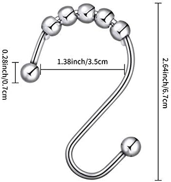 Hotop Shower Curtain Hooks Rings, Stainless Steel S Hooks, 12 Pieces