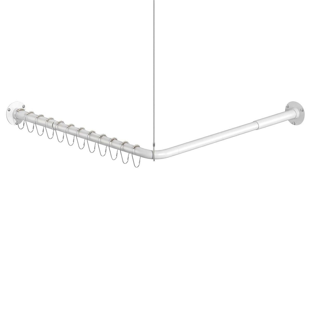 L Shaped Shower Curtain Rods, Adjustable (23''-69'' X 23''-69'') Corner Shower Rod with 12 Shower Curtain Rings for Bathroom, Bathtub, Clothing Store, Need to Drill, Black