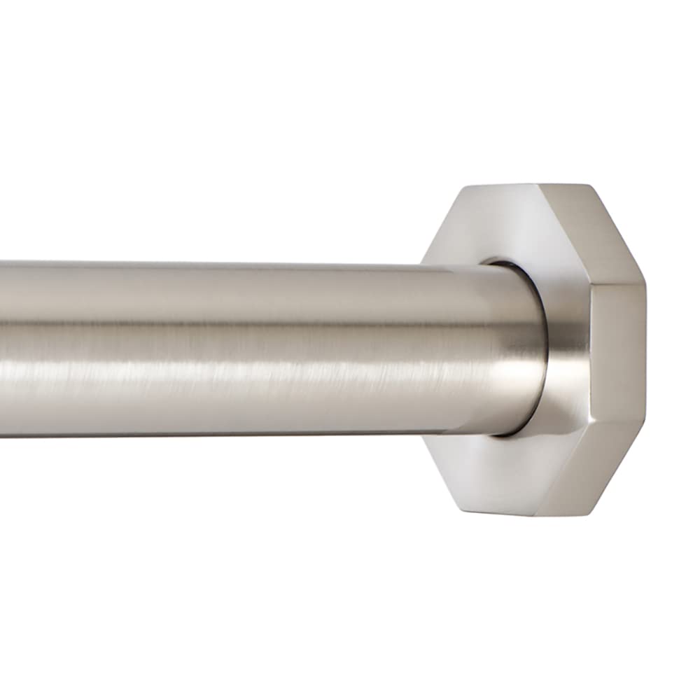 Ivilon Tension Curtain Rod - Hexagonal Spring Tension Rod for Windows or Shower, 24 to 36 Inch, Satin Nickel