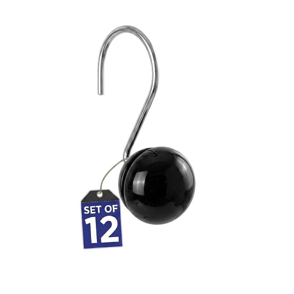 Creative Scents White Shower Curtain Hooks Decorative | Set of 12