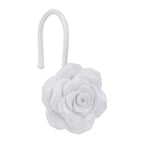Metal Rose Shower Curtain Hooks, Rust-Resistant Hooks for Shower Curtain Rods, Set of 12, Beautiful Floral Rose Design Bathroom Decoration Hooks (Gold)