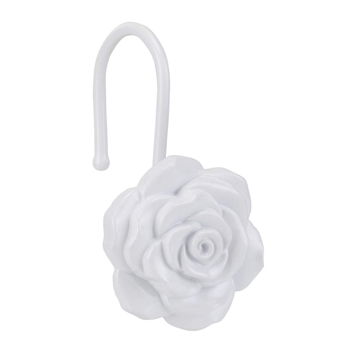 Metal Rose Shower Curtain Hooks, Rust-Resistant Hooks for Shower Curtain Rods, Set of 12, Beautiful Floral Rose Design Bathroom Decoration Hooks (Gold)