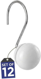 Creative Scents White Shower Curtain Hooks Decorative | Set of 12