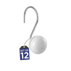 Creative Scents White Shower Curtain Hooks Decorative | Set of 12