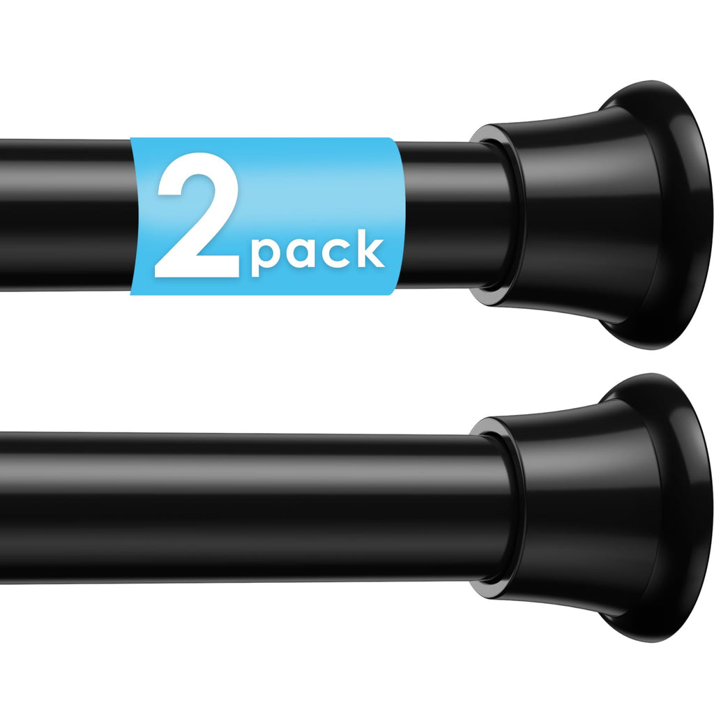 2Pcs Tension Curtain Rod 31 To 76 Inch Black Shower Curtain Rod