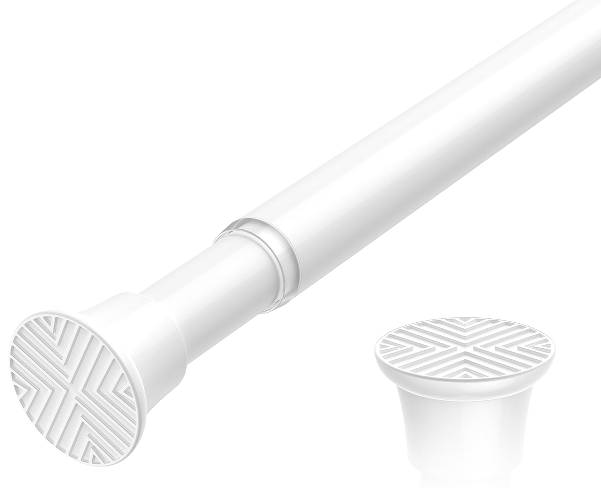 2PCS White tension rod 23-46Inch,Tension Curtain Rods No Drilling