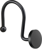 CHICTIE Black Shower Curtain Hooks, 12 Pieces, Metal, Shower Curtain Rings, Modern Decorative Design