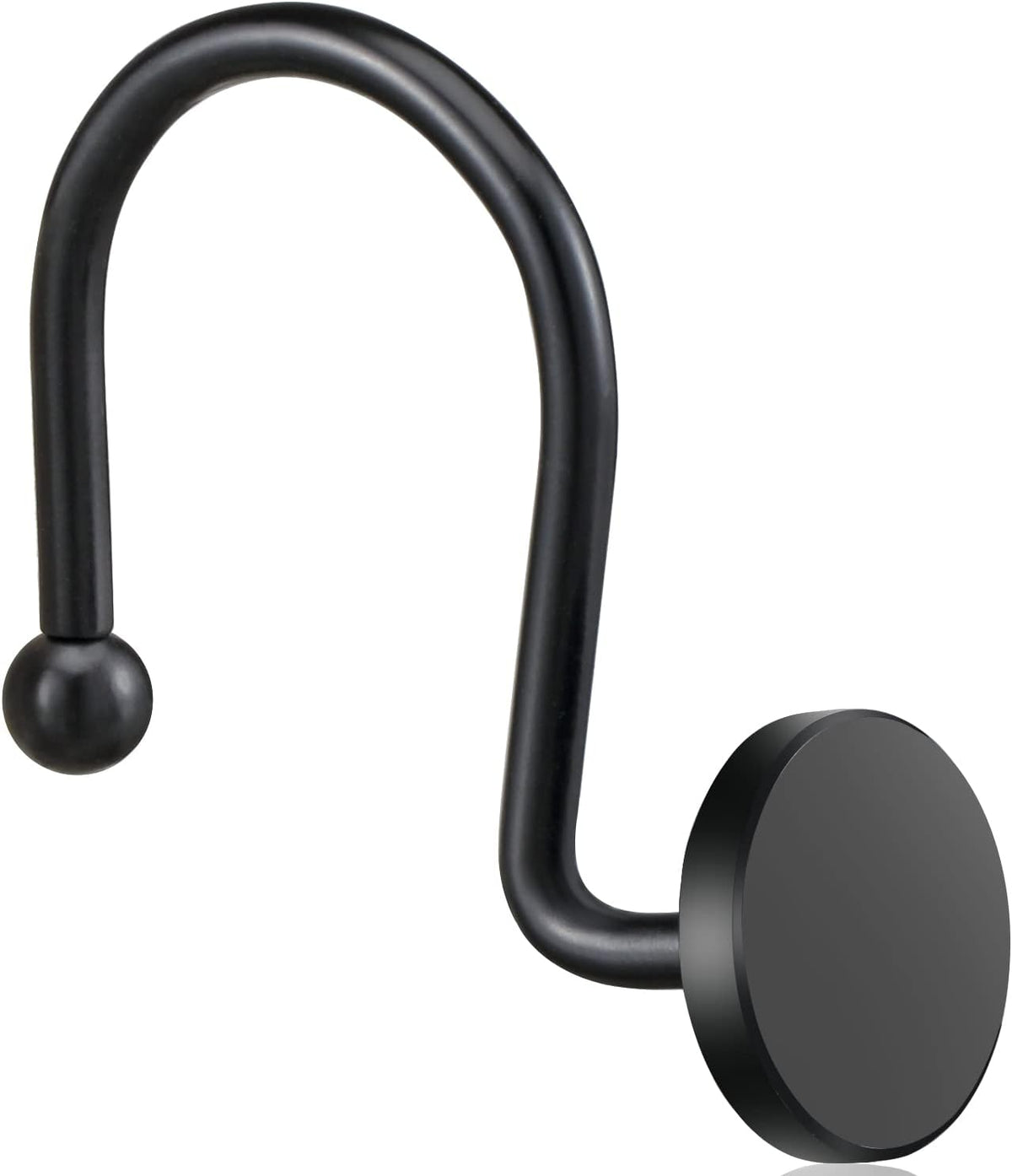CHICTIE Black Shower Curtain Hooks, 12 Pieces, Metal, Shower Curtain Rings, Modern Decorative Design