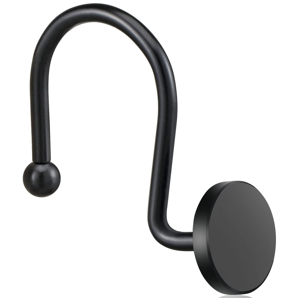 ZESLMG Shower Curtain Hooks, Nickel Shower Curtain Rings Rustproof Metal Round Decorative Shower Hooks Rings for Bathroom Shower Rods Curtains, Set of 12 Heavy Duty Solid Hooks