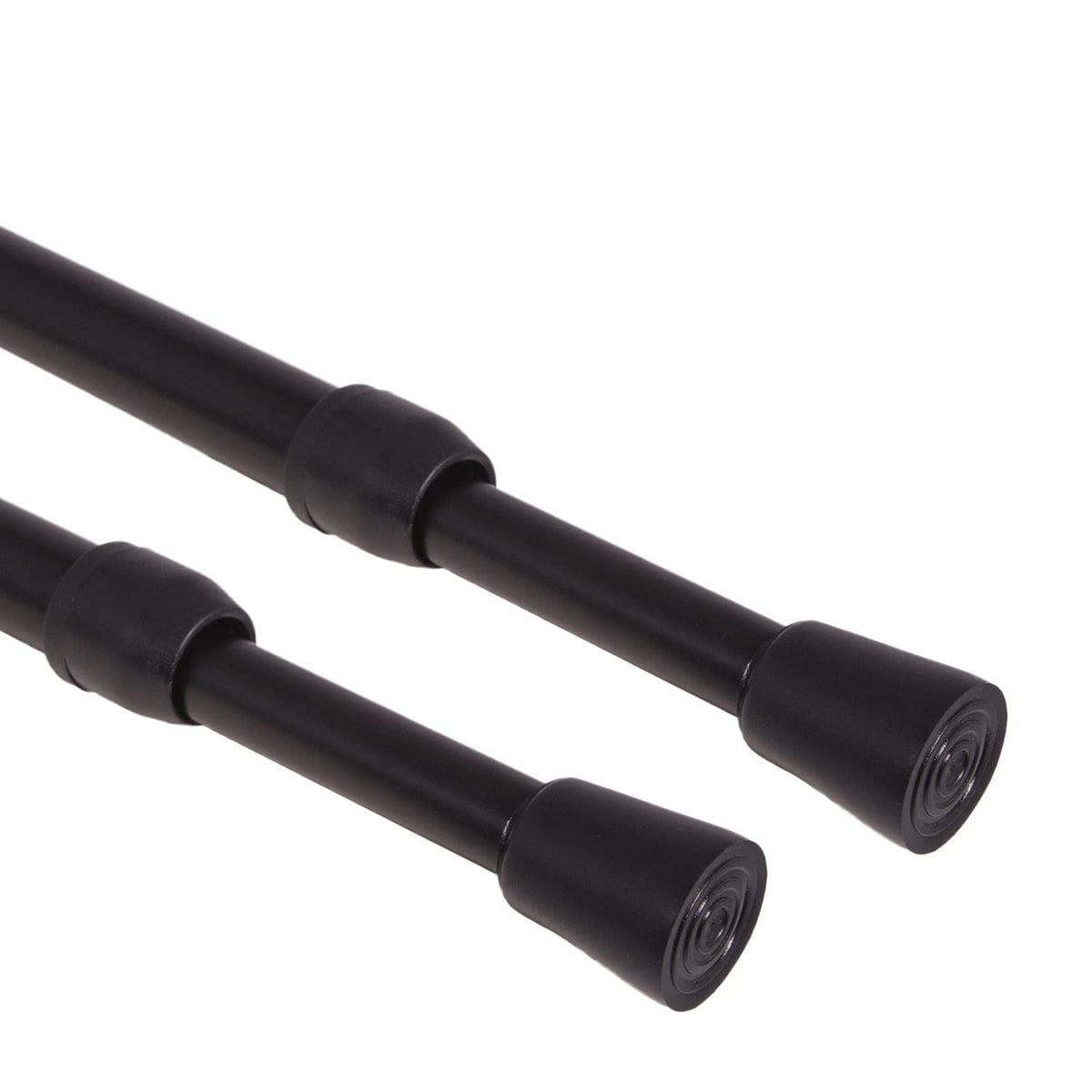 2PCS Shower Curtain Rod No Drilling, Spring Tension Rod, 27-47 Inch, 1/2 Inch Diameter, Rubber Cap on Either End, White