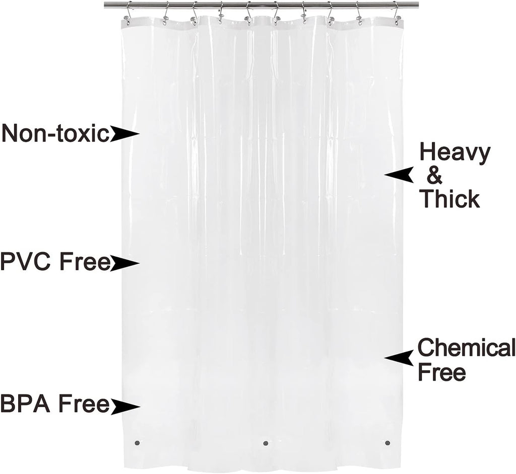 Barossa Design 48 inch Wide Stall Shower Curtain Liner with Magnets, Clear