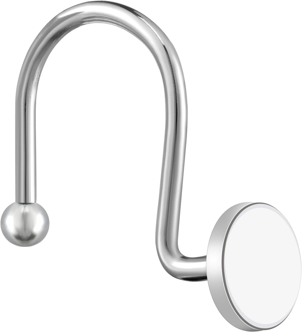 ZESLMG Shower Curtain Hooks, Nickel Shower Curtain Rings Rustproof Metal Round Decorative Shower Hooks Rings for Bathroom Shower Rods Curtains, Set of 12 Heavy Duty Solid Hooks