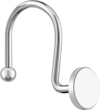 ZESLMG Shower Curtain Hooks, Nickel Shower Curtain Rings Rustproof Metal Round Decorative Shower Hooks Rings for Bathroom Shower Rods Curtains, Set of 12 Heavy Duty Solid Hooks