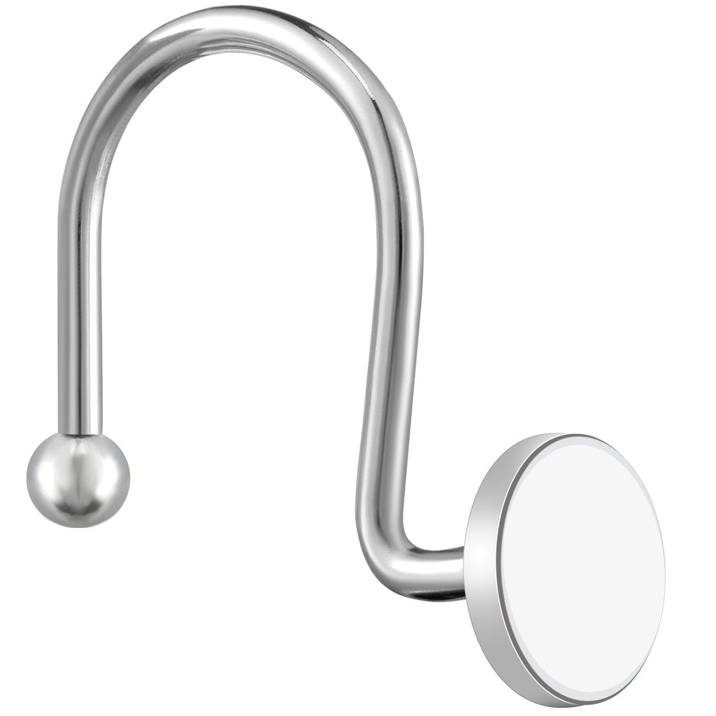 ZESLMG Shower Curtain Hooks, Nickel Shower Curtain Rings Rustproof Metal Round Decorative Shower Hooks Rings for Bathroom Shower Rods Curtains, Set of 12 Heavy Duty Solid Hooks