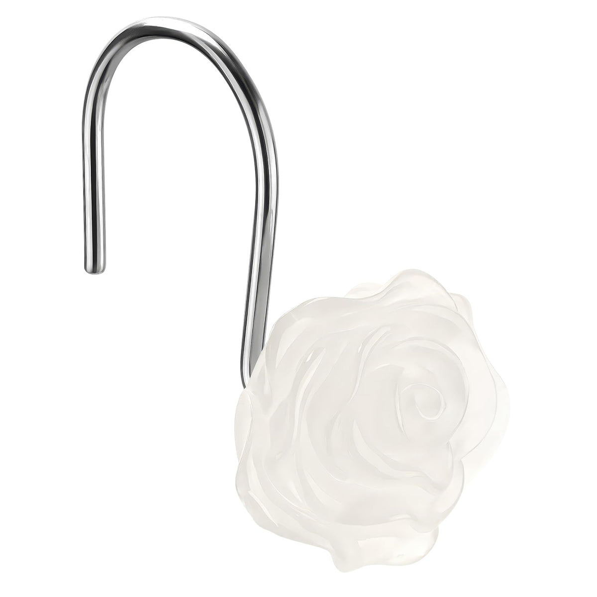Flower Decorative Shower Curtain Hooks, Glow in The Dark, Set of 12, Pink