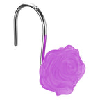 Flower Decorative Shower Curtain Hooks, Glow in The Dark, Set of 12, Pink