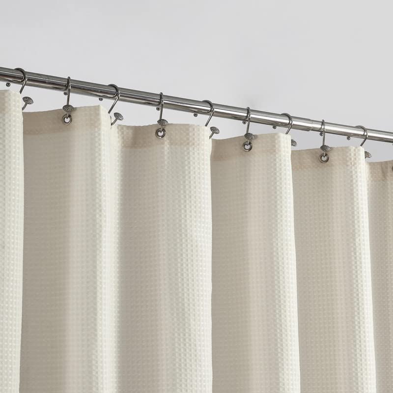 Barossa Design Waffle Weave Extra Long Shower Curtain White 84 Inch Length