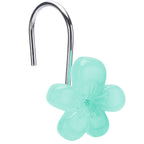 Flower Decorative Shower Curtain Hooks, Glow in The Dark, Set of 12, Pink
