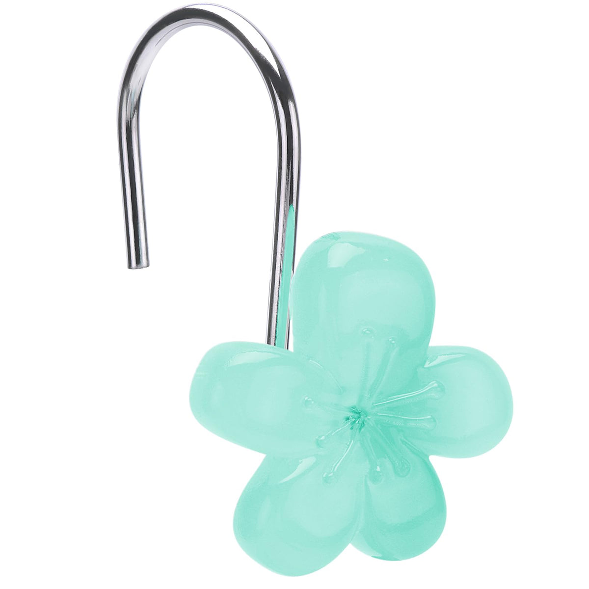 Flower Decorative Shower Curtain Hooks, Glow in The Dark, Set of 12, Pink
