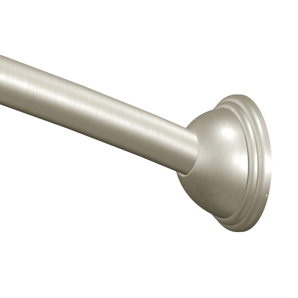 Moen Curved Adjustable Length Fixed Mount Single Shower Curtain Rod for Bathroom, Brushed Nickel Finish, CSR2160BN