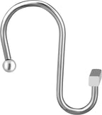 Chrome Shower Curtain Hooks, Polished Silver Shower Curtain Rings for Bathroom, CHICTIE Modern Rustproof Metal Decorative Shower Hooks Hangers for Shower Curtain Rod, Square T Bar Shape Set of 12