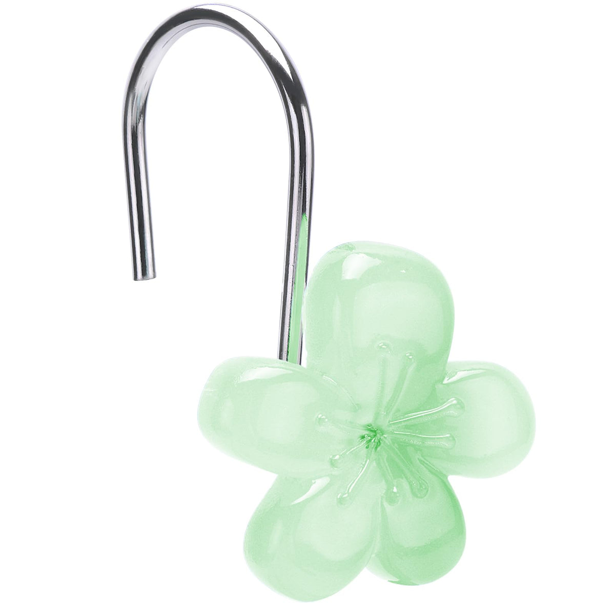 Flower Decorative Shower Curtain Hooks, Glow in The Dark, Set of 12, Pink