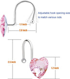 Shower Curtain Hooks Rings for Bathroom, 12PCS Valentines Day Heart Stainless Steel Rust Resistant Decorative Rhinestones Shower Curtain Rings Hangers for Shower Curtains, Clothing, etc.