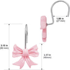 CHICTIE Decorative Shower Curtain Hooks, Bow Knot Shower Curtain Rings Hooks for Bathroom Baby Kids Room Rustproof Shower Hooks (Pink)