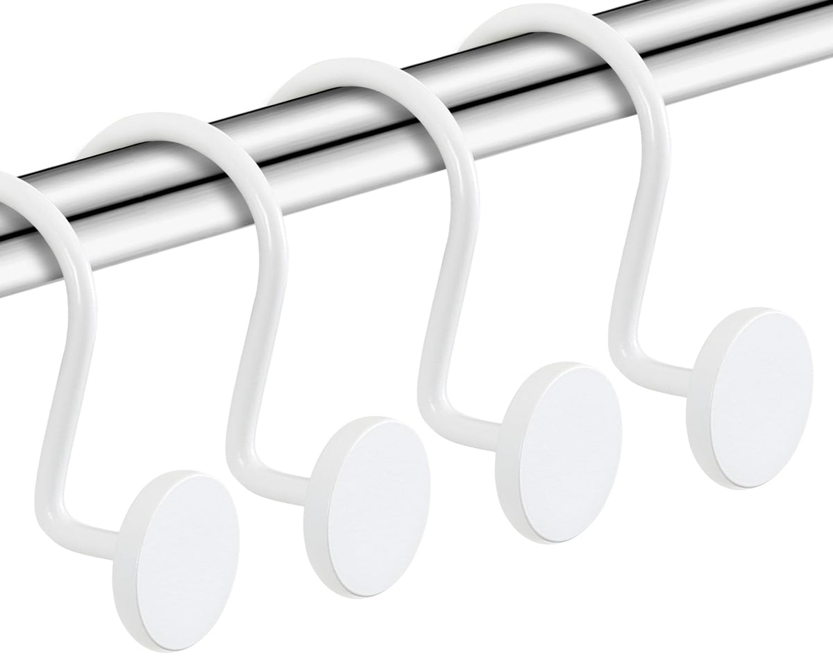 CHICTIE Black Shower Curtain Hooks, 12 Pieces, Metal, Shower Curtain Rings, Modern Decorative Design