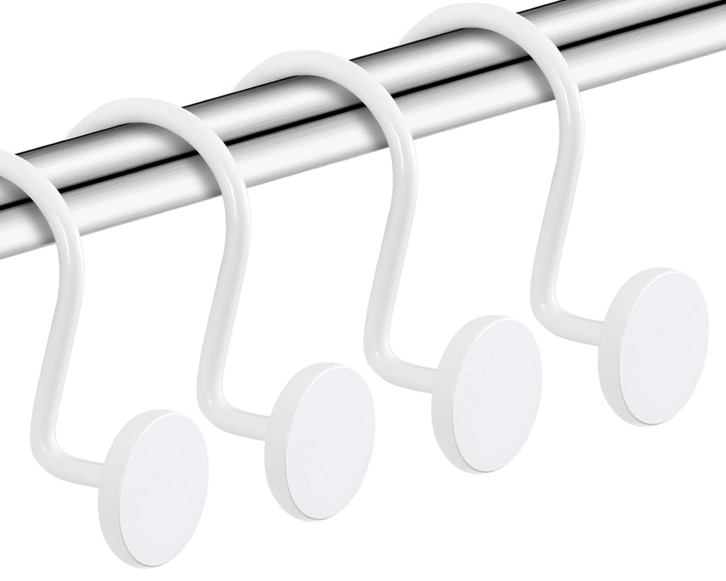 CHICTIE Gold Shower Curtain Hooks, Rustproof Shower Curtain Rings for Bathroom, Metal Shower Hooks for Shower Curtain Rod, Modern Decorative Shower Curtain Hangers Set of 12, Round Heavy Duty Design