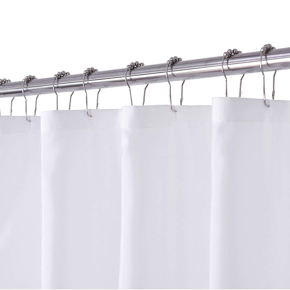 N&Y HOME Fabric Small Stall Shower Curtain Liner Extra Long 36x84, White