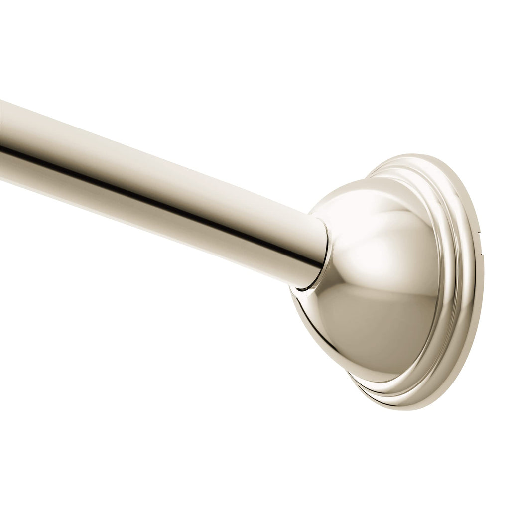 Moen Curved Adjustable Length Fixed Mount Single Shower Curtain Rod for Bathroom, Brushed Nickel Finish, CSR2160BN
