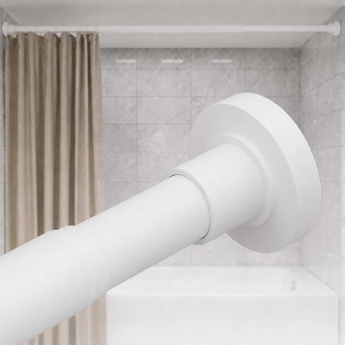 ALLZONE Tension Shower Curtain Rod, 29-84 In, Spring Loaded Curtain Rod
