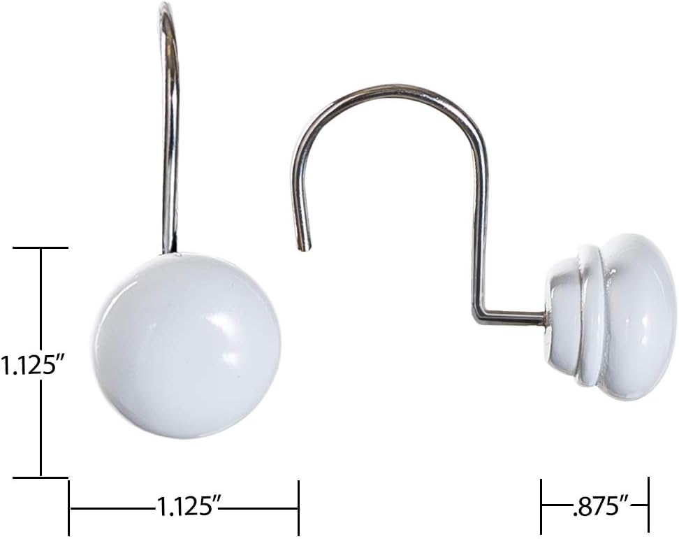 Creative Scents White Shower Curtain Hooks Decorative | Set of 12