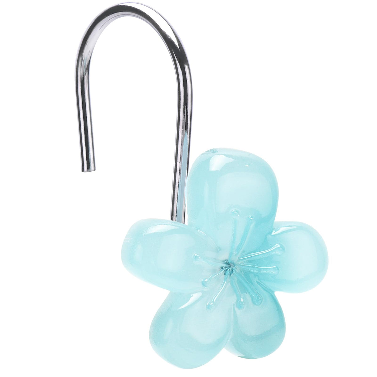 Flower Decorative Shower Curtain Hooks, Glow in The Dark, Set of 12, Pink