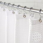 GORILLA GRIP White Waffle Style Textured Fabric Shower Curtain, 72x72