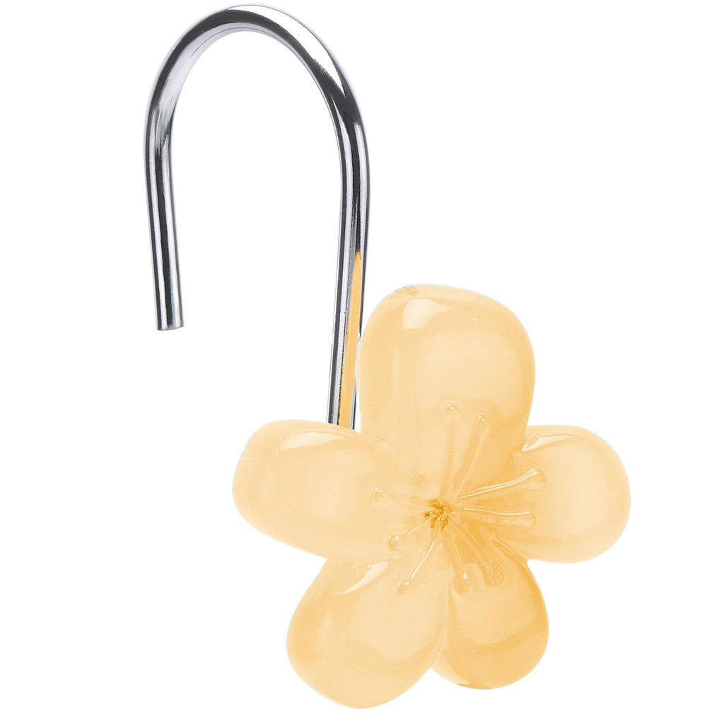 Flower Decorative Shower Curtain Hooks, Glow in The Dark, Set of 12, Pink