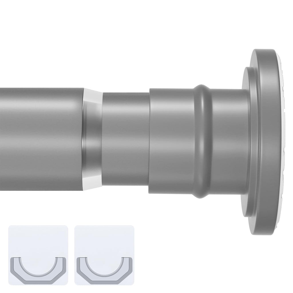 White Short Shower Curtain Rod 18-32 Inch, Non-Slip, Stainless Steel