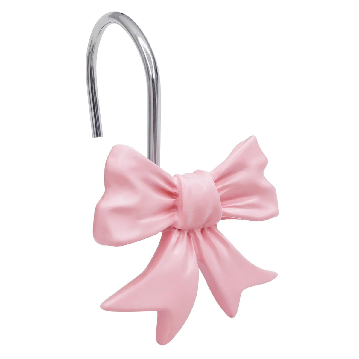 CHICTIE Decorative Shower Curtain Hooks, Bow Knot Shower Curtain Rings Hooks for Bathroom Baby Kids Room Rustproof Shower Hooks (Pink)